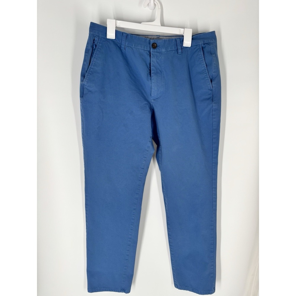 Bonobos Mens Chino Pants 36 X 31  Flat Front Slim Fit Stretch Blue Preppy Office